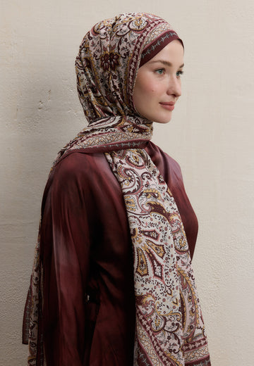 Vişne Elegant Desen Şal