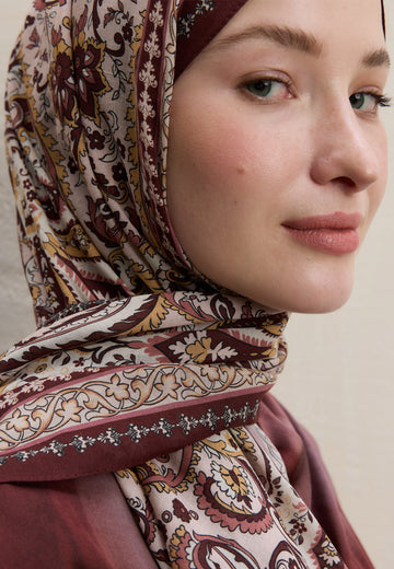 Vişne Elegant Desen Şal