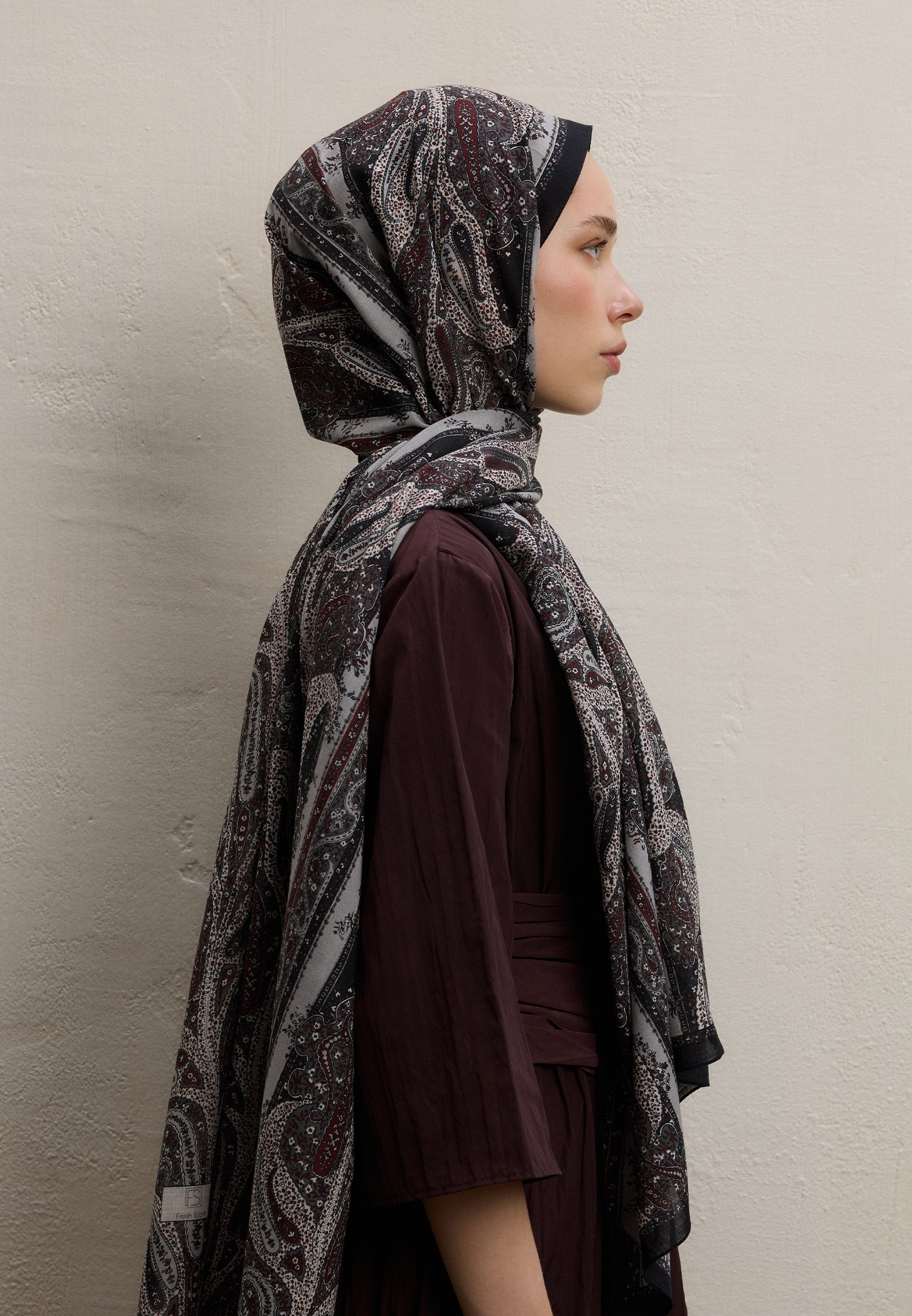 Siyah Paısley Elegance Desen Şal