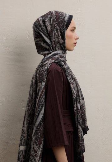Siyah Paısley Elegance Desen Şal