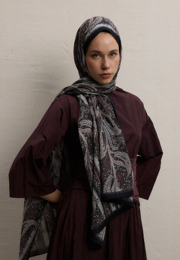 Siyah Paısley Elegance Desen Şal