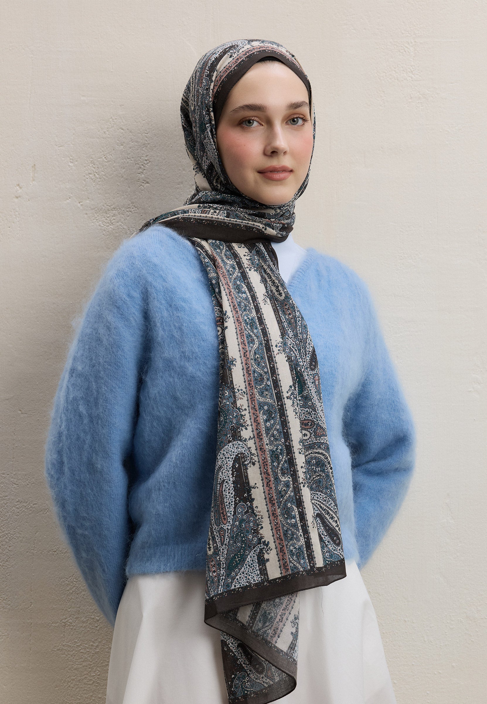 Kahve Paısley Elegance Desen Şal