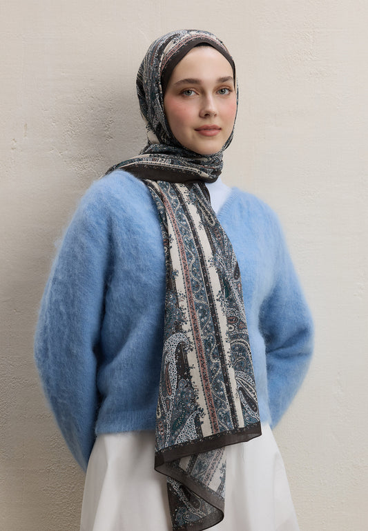 Kahve Paısley Elegance Desen Şal