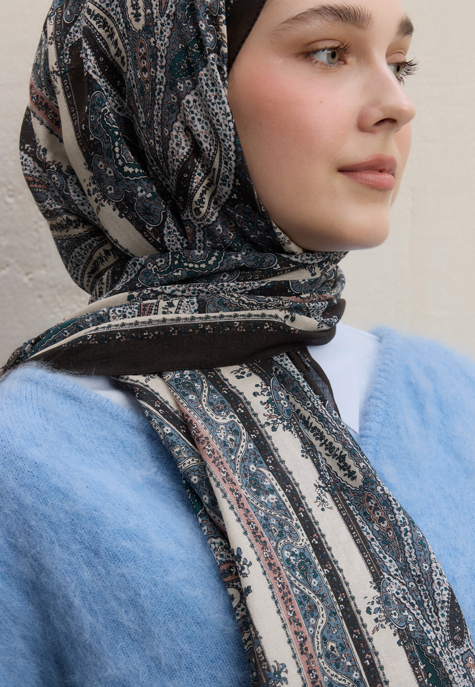 Kahve Paısley Elegance Desen Şal