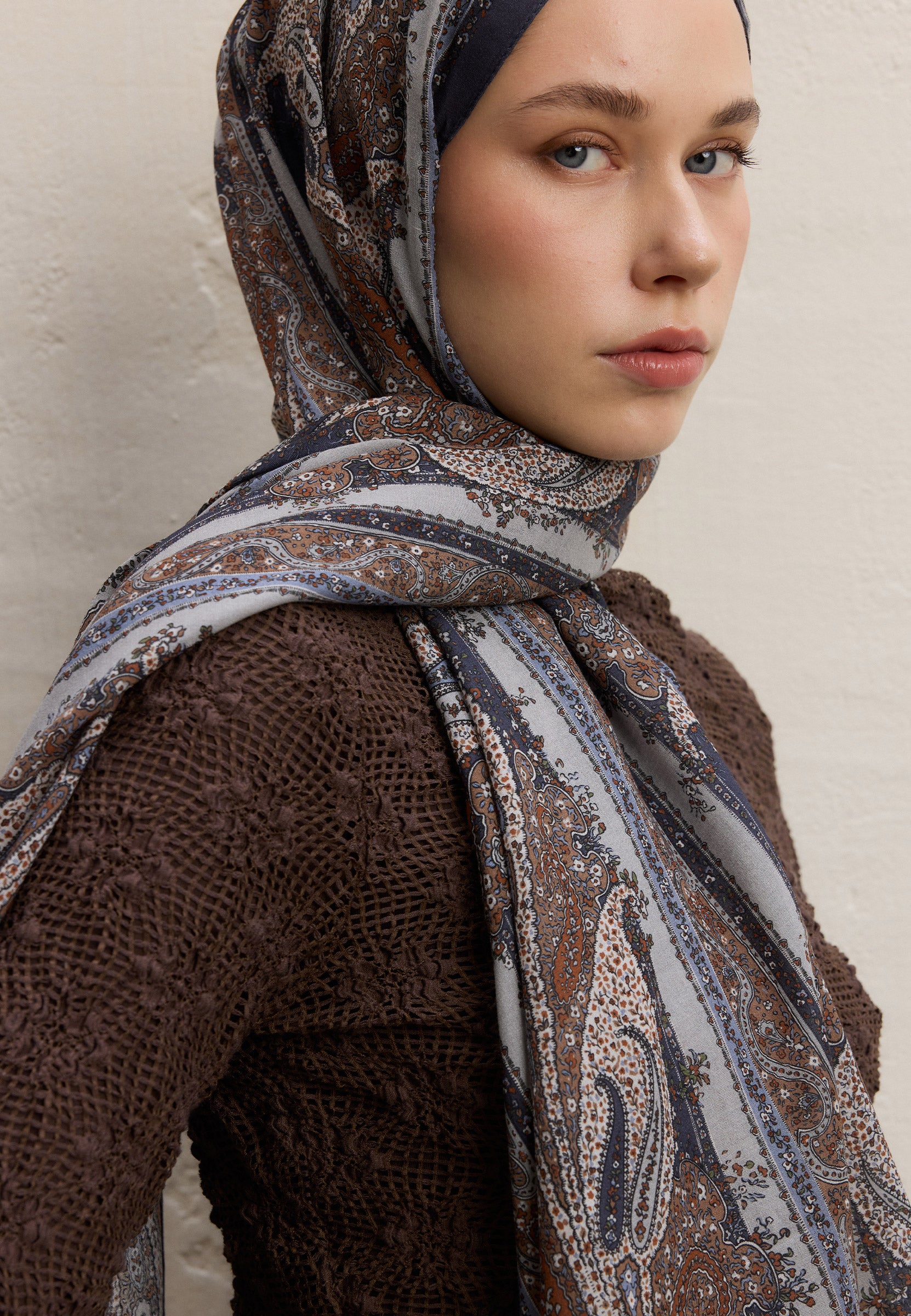 İndigo Paısley Elegance Desen Şal