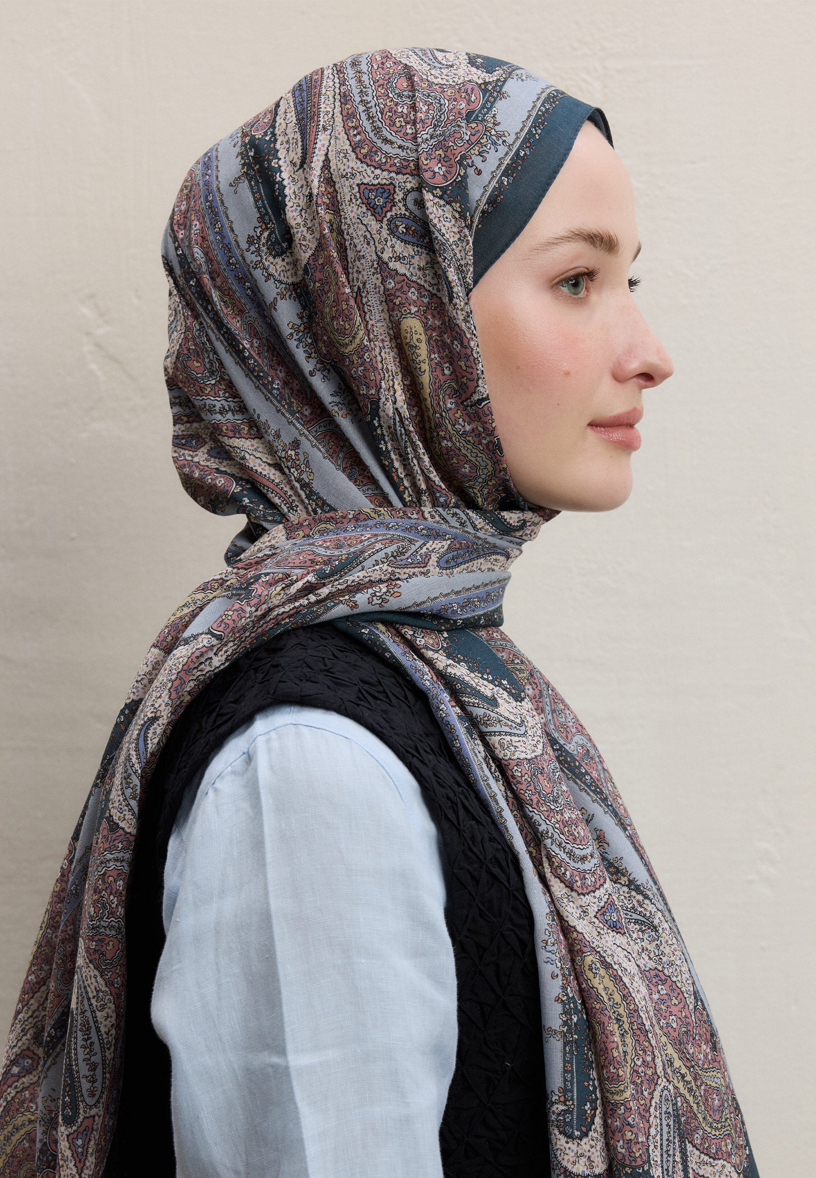 Mavi Paısley Elegance Desen Şal