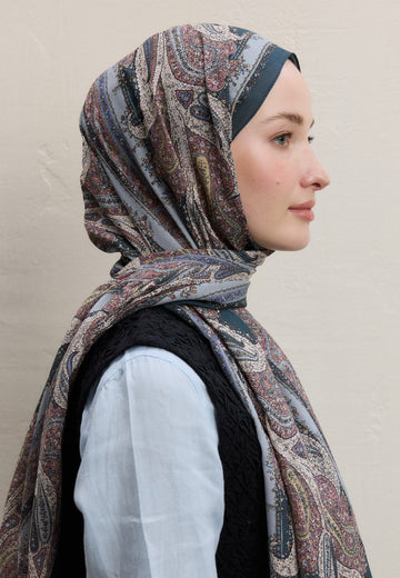 Mavi Paısley Elegance Desen Şal