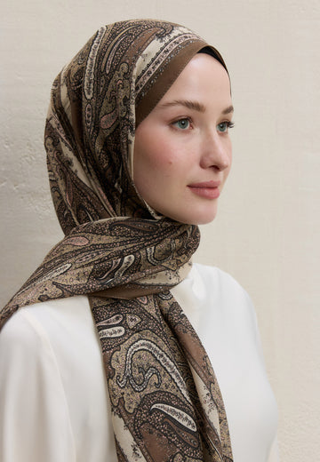 Sütlü Kahve Paısley Elegance Desen Şal