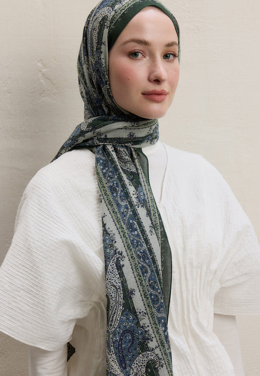 Zümrüt Yeşili Paısley Elegance Desen Şal