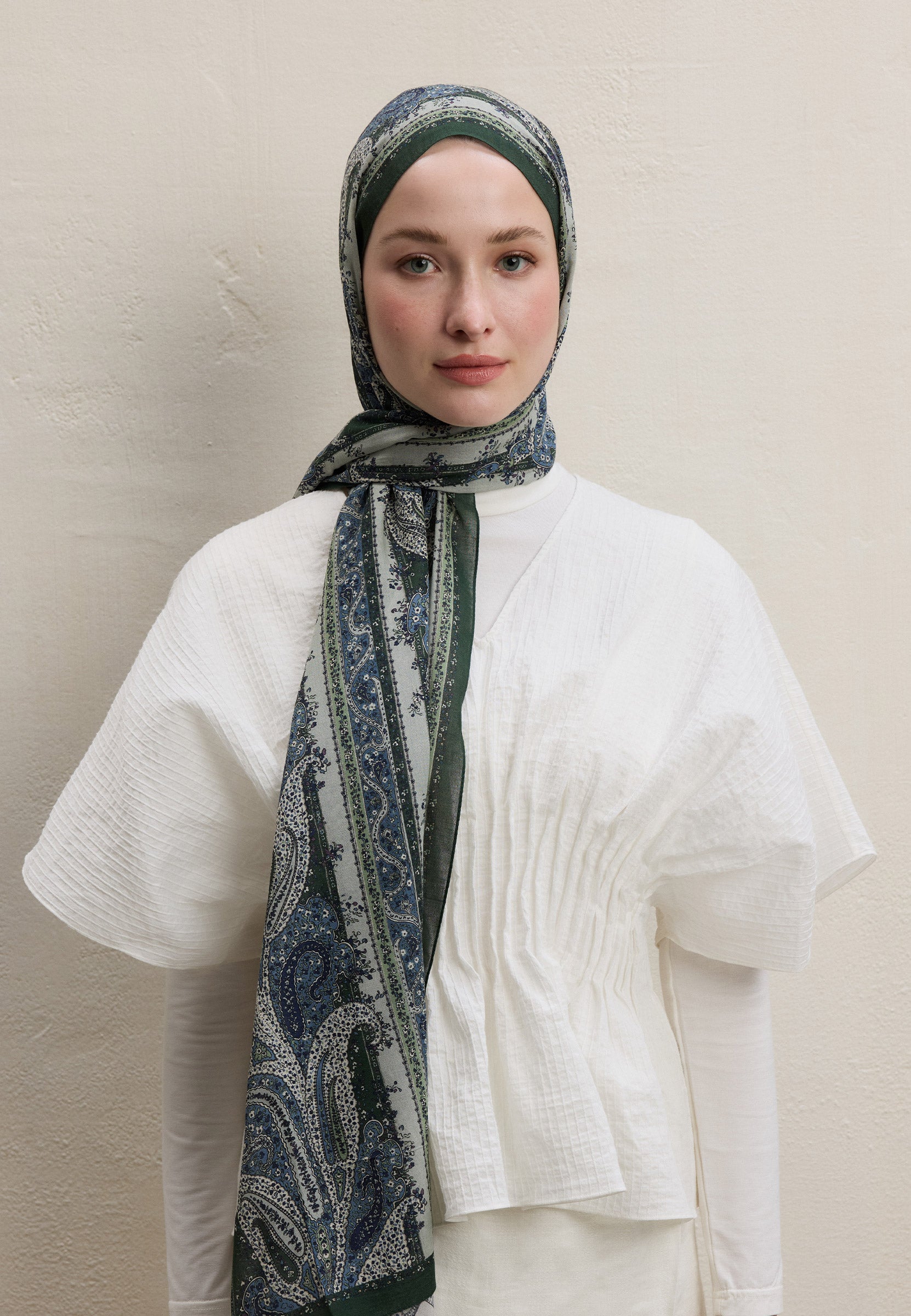 Zümrüt Yeşili Paısley Elegance Desen Şal