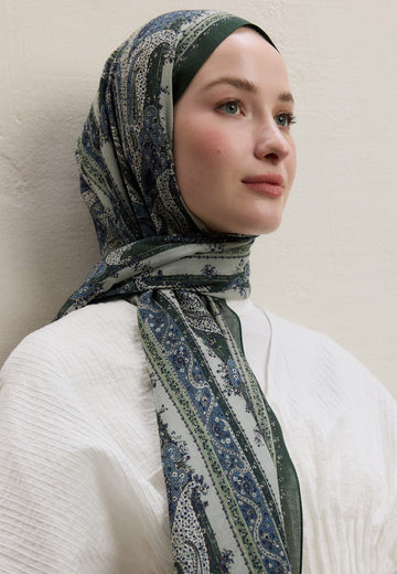 Zümrüt Yeşili Paısley Elegance Desen Şal
