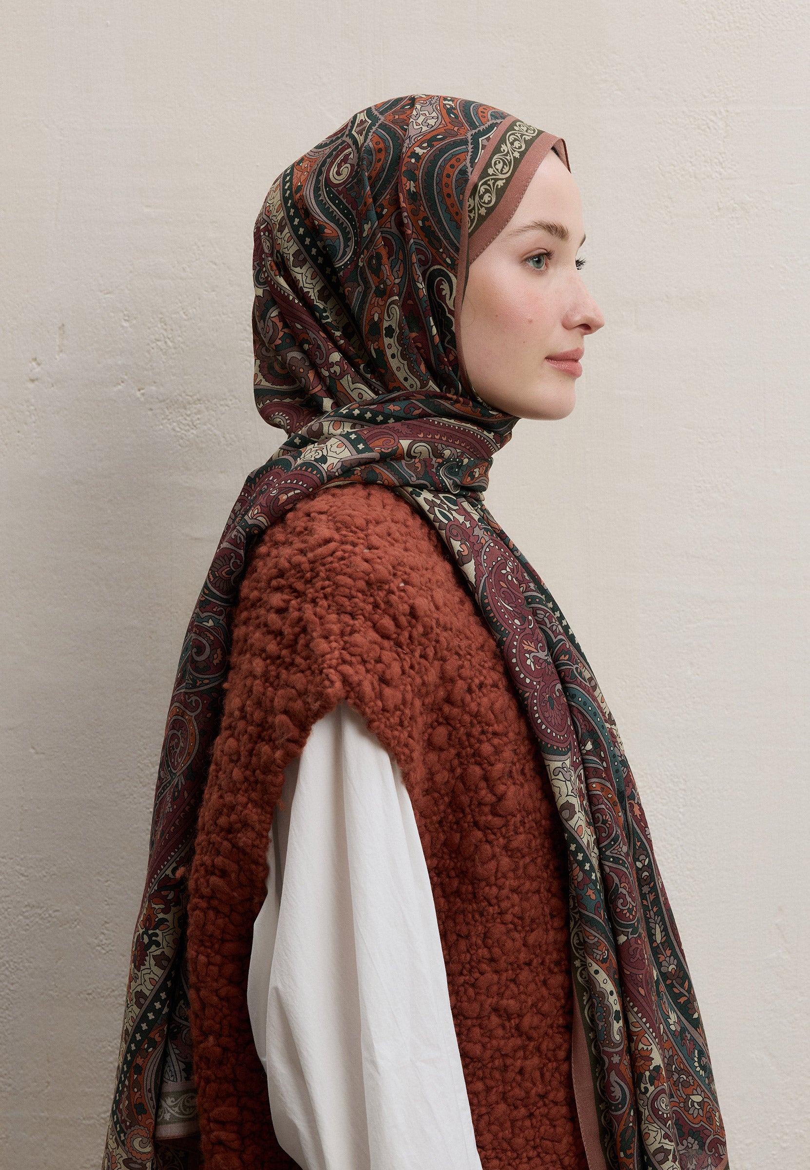 Bordo Zaıra Desen Şal