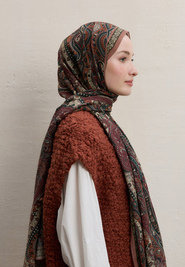 Bordo Zaıra Desen Şal