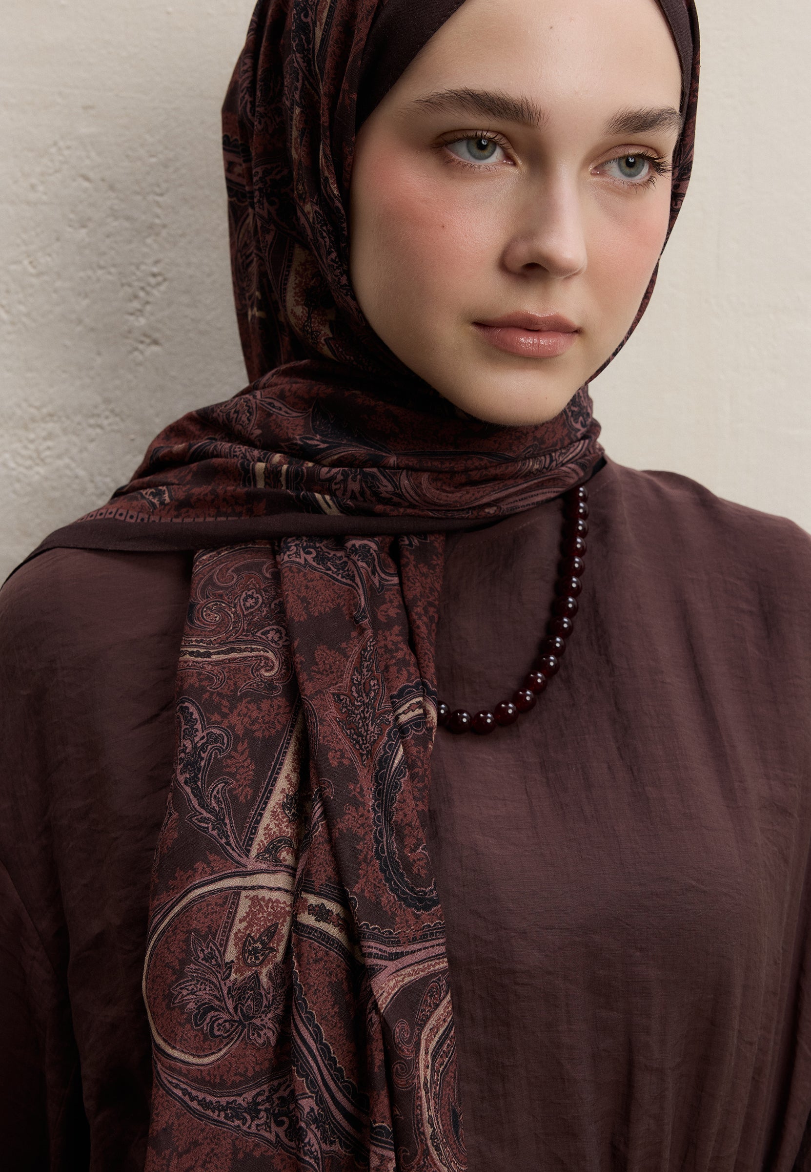 Bordo Dark Bohemıan Desen Şal