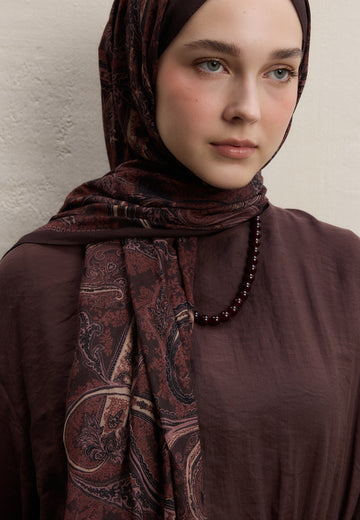 Bordo Dark Bohemıan Desen Şal