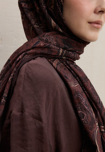 Bordo Dark Bohemıan Desen Şal