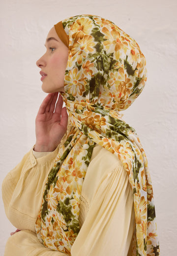 Gün Işığı Cherry Blossom Desen Rami Şal