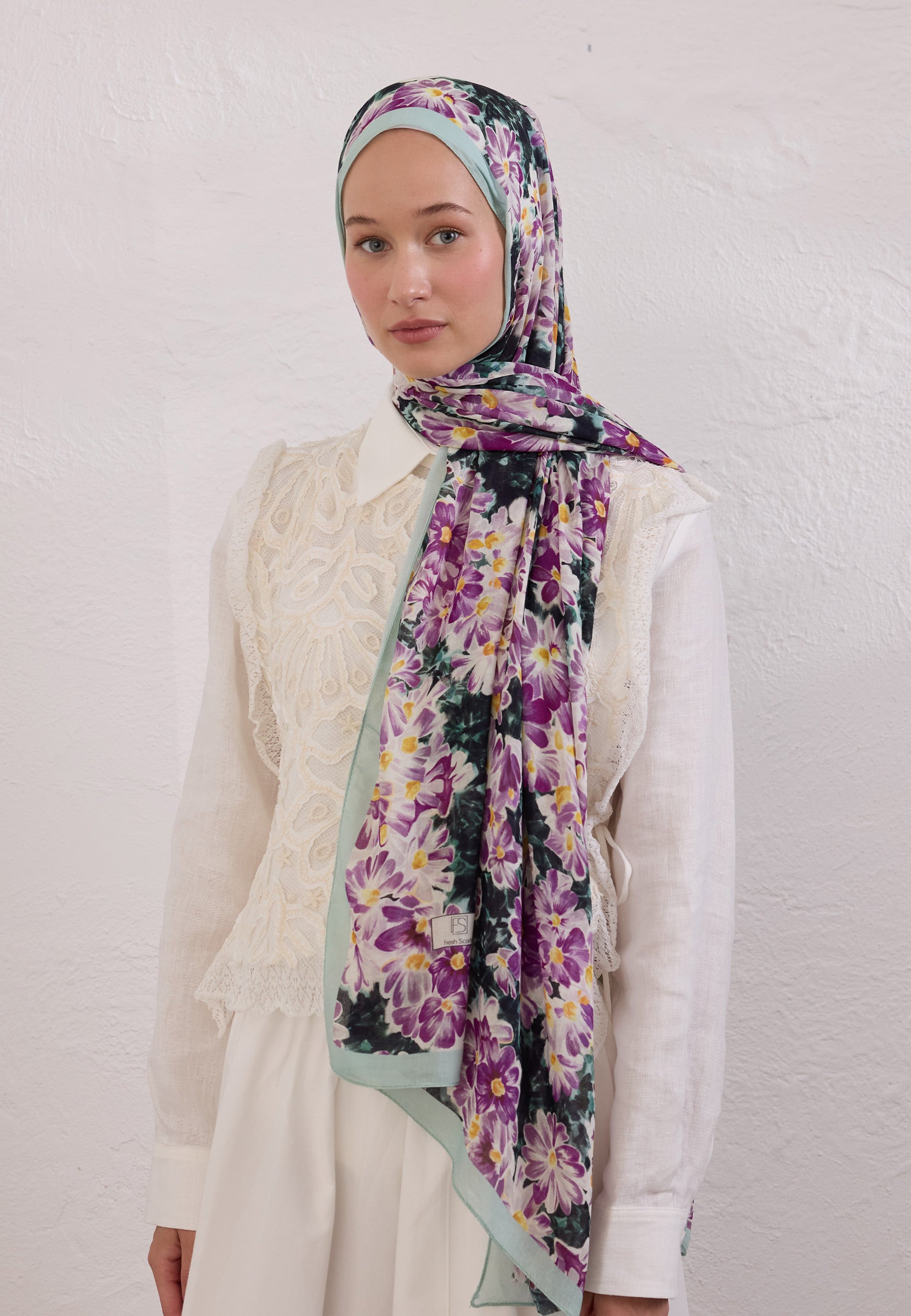Nilüfer Cherry Blossom Desen Rami Şal