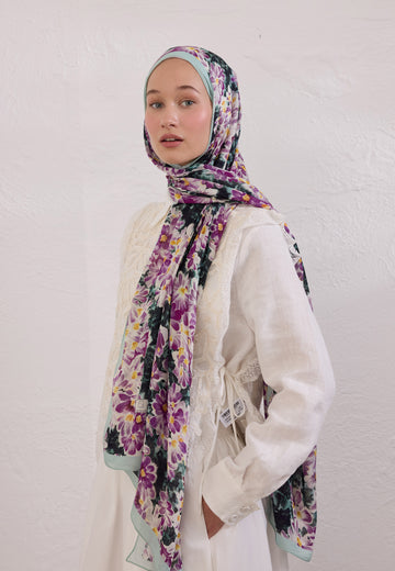 Nilüfer Cherry Blossom Desen Rami Şal