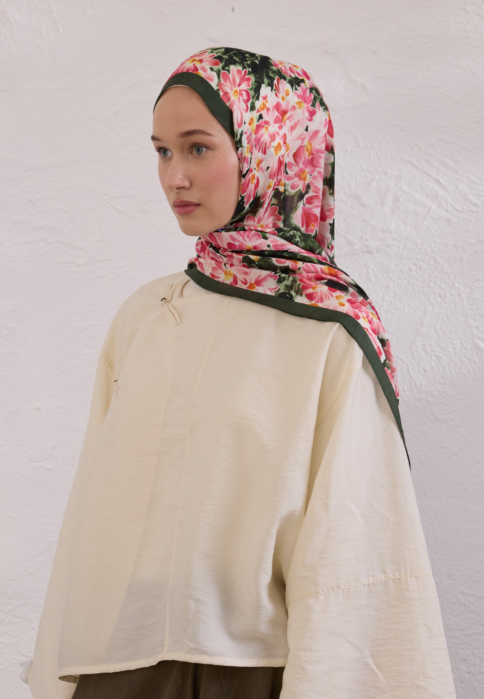 Kaktüs Cherry Blossom Desen Rami Şal