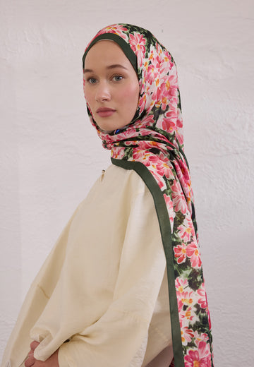 Kaktüs Cherry Blossom Desen Rami Şal