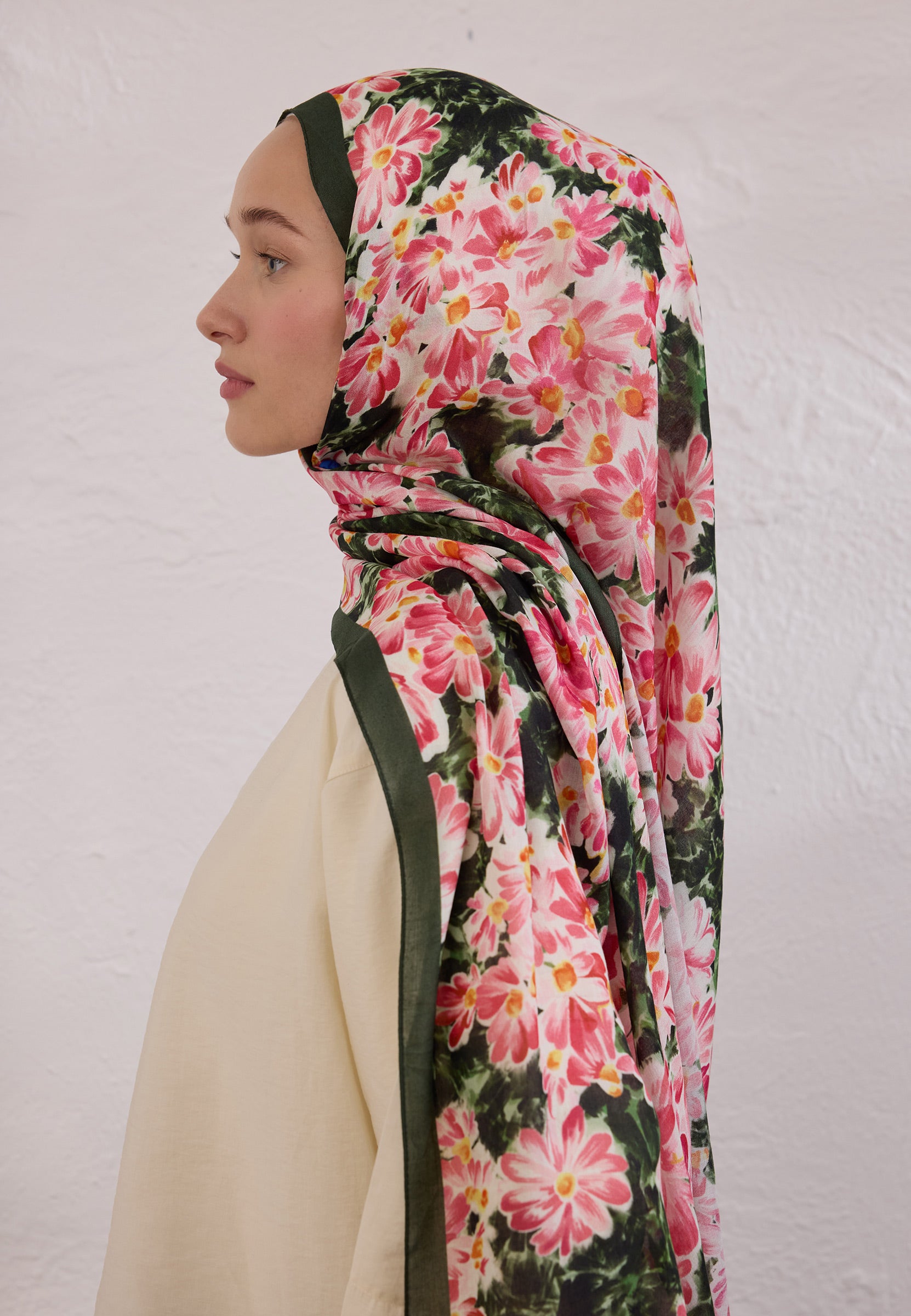 Kaktüs Cherry Blossom Desen Rami Şal