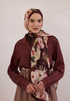 Bordo Vıntage Rose Desen Rami Şal