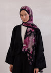 Mürdüm Vıntage Rose Desen Rami Şal