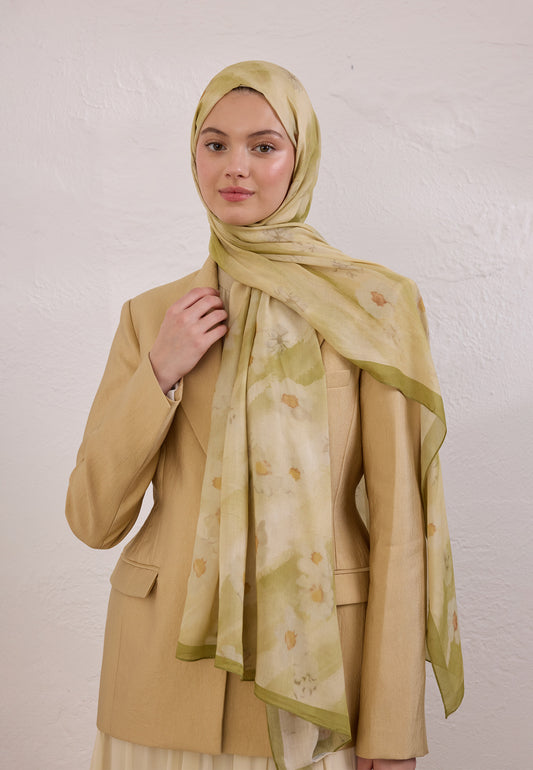 Adaçayı Soft Daısy Desen Rami Şal