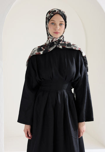 Siyah Dark Rose Floş Viskon Şal