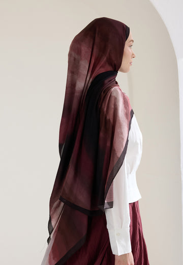 Bordo Ombre Floş Viskon Şal