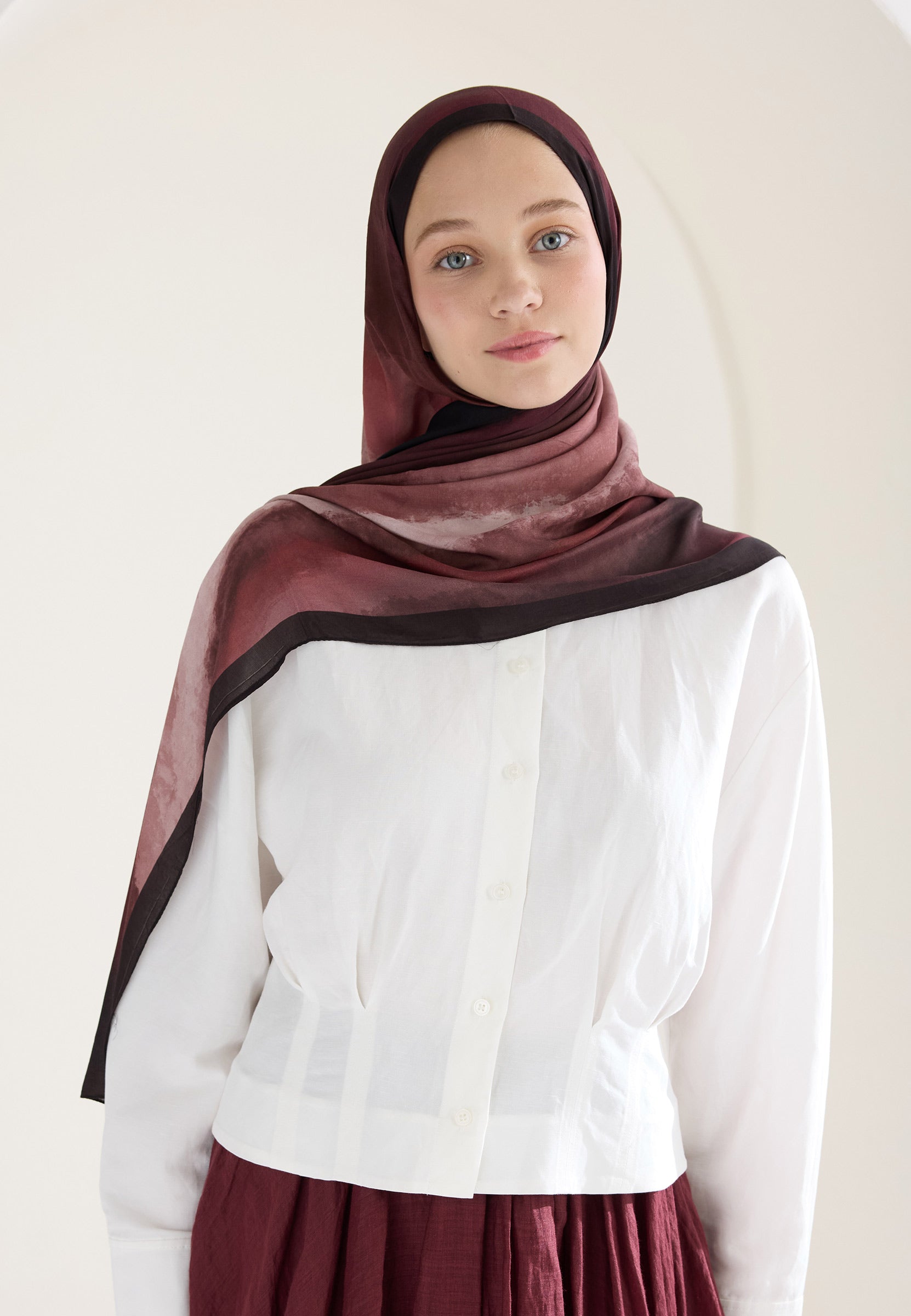 Bordo Ombre Floş Viskon Şal