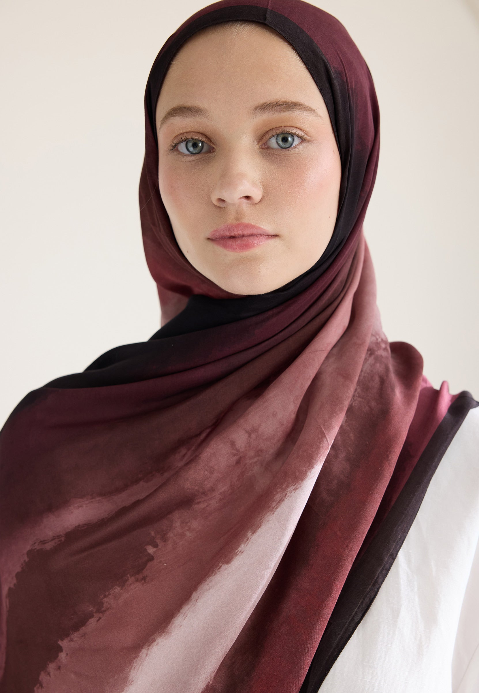 Bordo Ombre Floş Viskon Şal