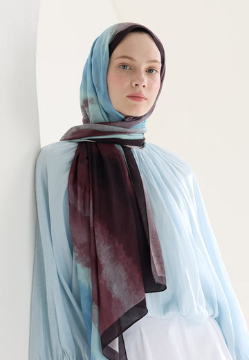 Mürdüm Ombre Floş Viskon Şal