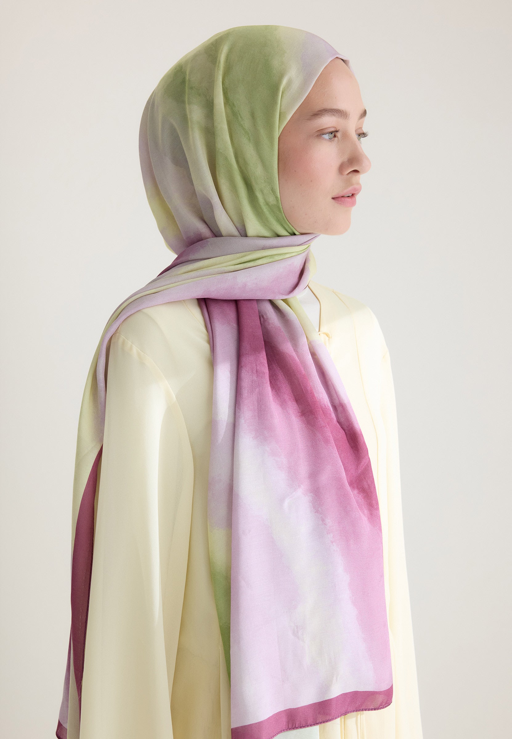 Gül Pembe Ombre Floş Viskon Şal