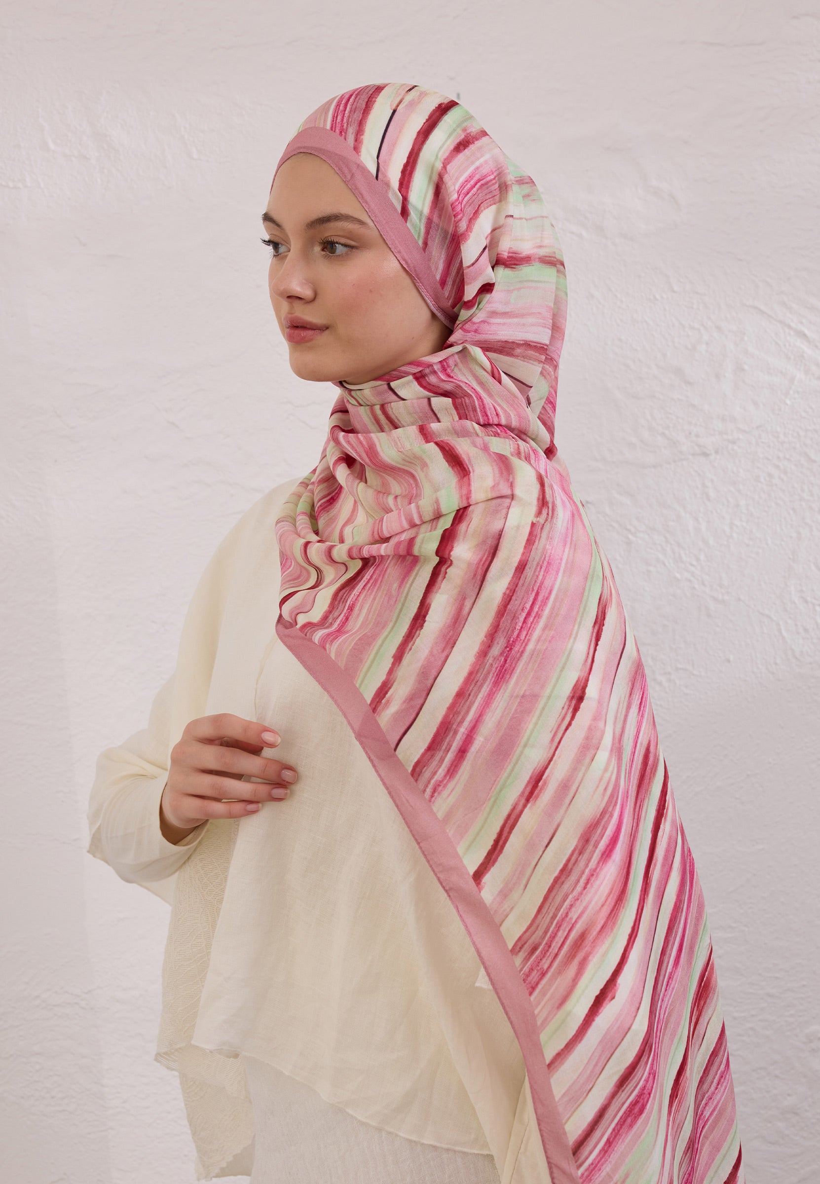 Pembe Deıa Desen Rami Şal