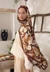 Bordo Beauty Blossom Desen Rami Şal