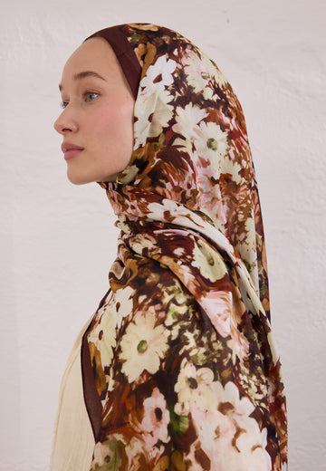 Bordo Beauty Blossom Desen Rami Şal
