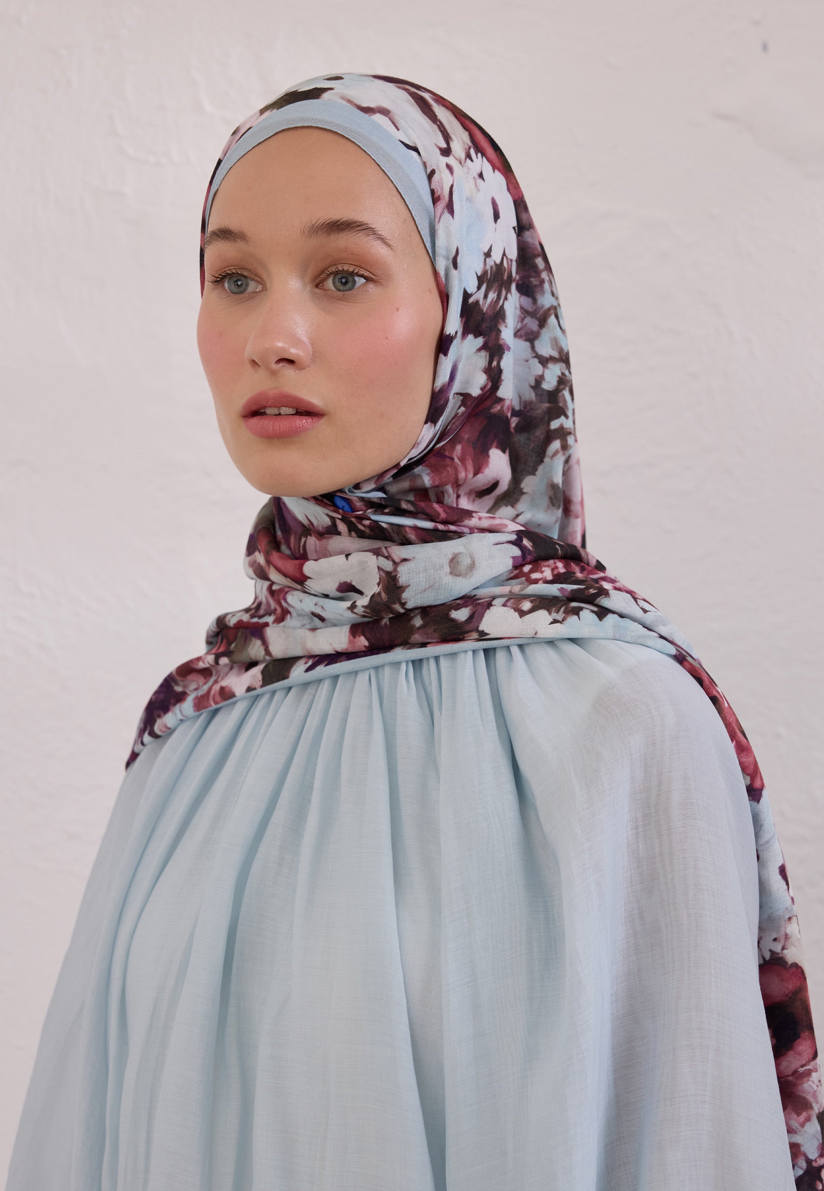 Soft Mavi Beauty Blossom Desen Rami Şal