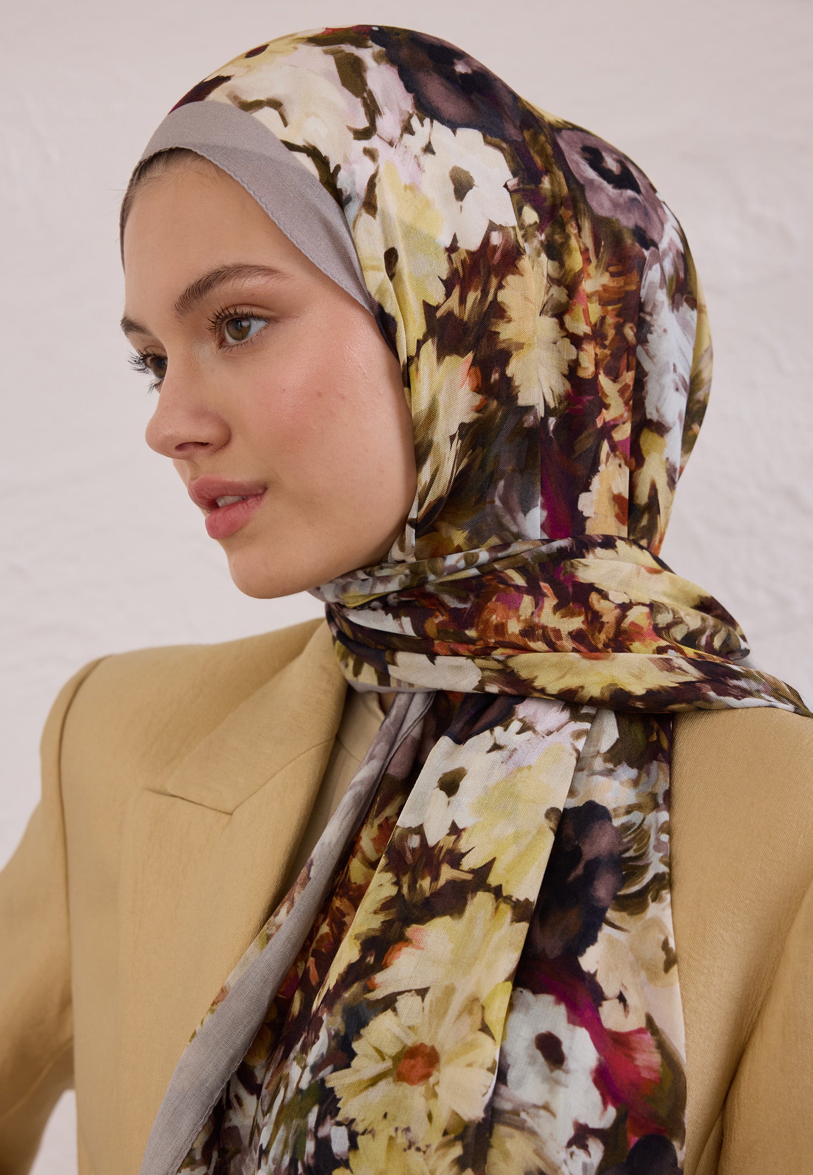Füme Beauty Blossom Desen Rami Şal