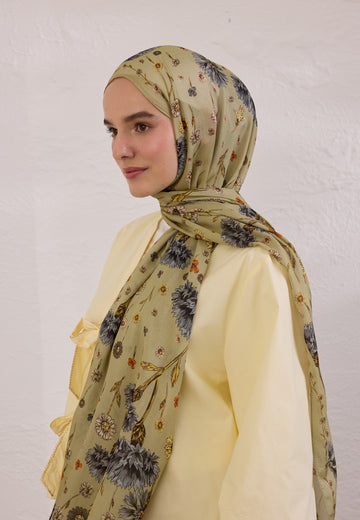 Çağla Bloomıng Dahlıa Desen Rami Şal