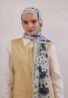Soft Mavi Bloomıng Dahlıa Desen Rami Şal
