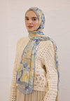 Soft Mavi Pure Flora Desen Rami Şal