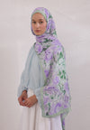 Mint Yeşili Pure Flora Desen Rami Şal