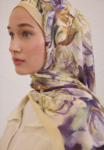 Soft Sarı Nerıssa Desen Rami Şal