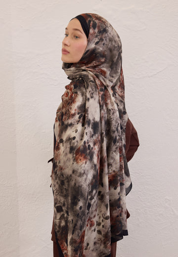 Siyah Naomı Desen Rami Şal