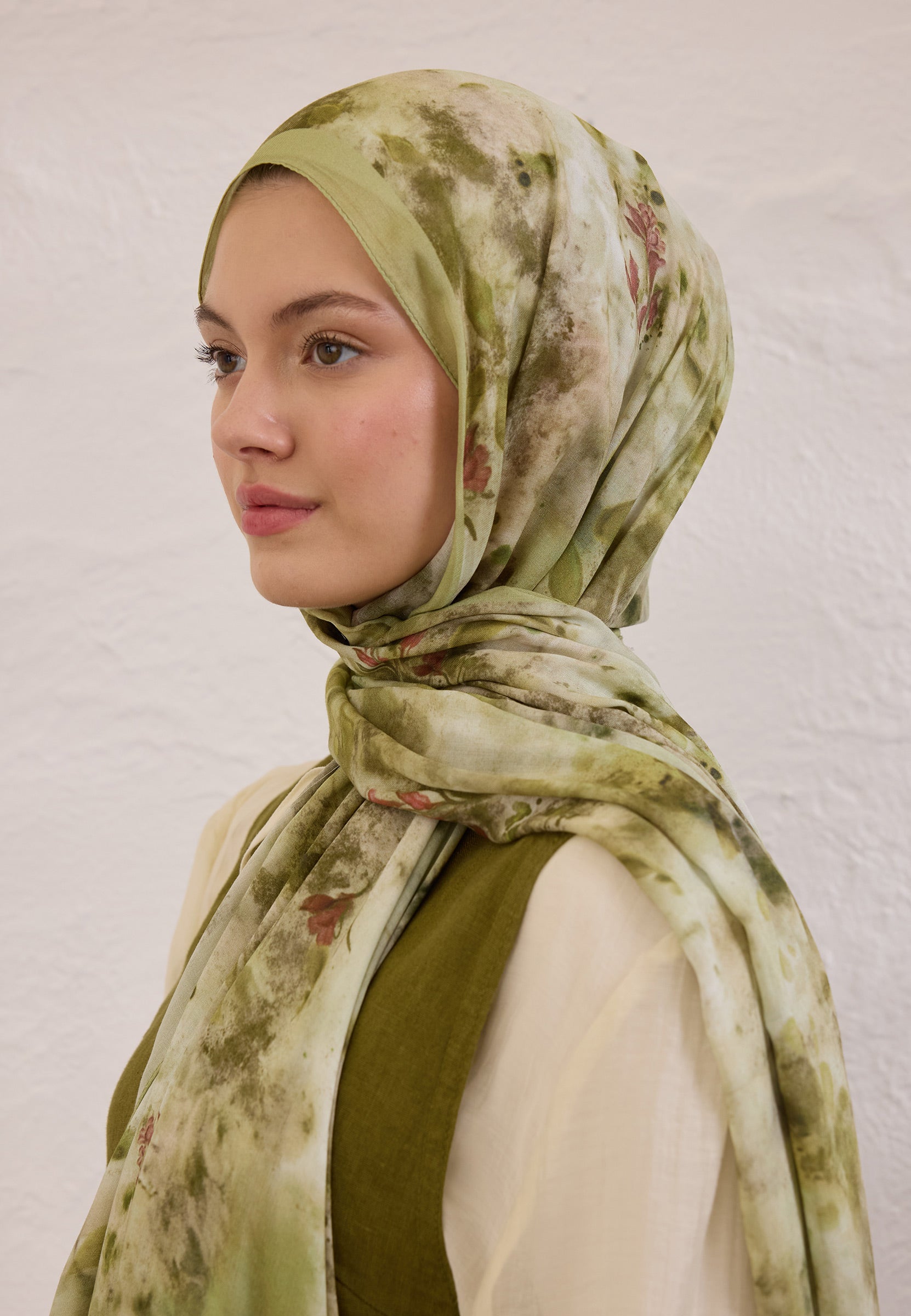 Soft Yeşil Naomı Desen Rami Şal