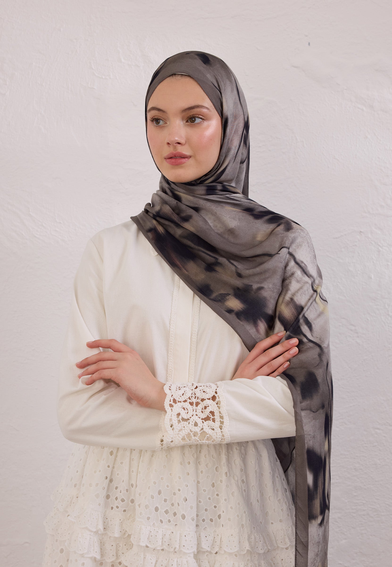 Vizon Dark Flora Desen Rami Şal