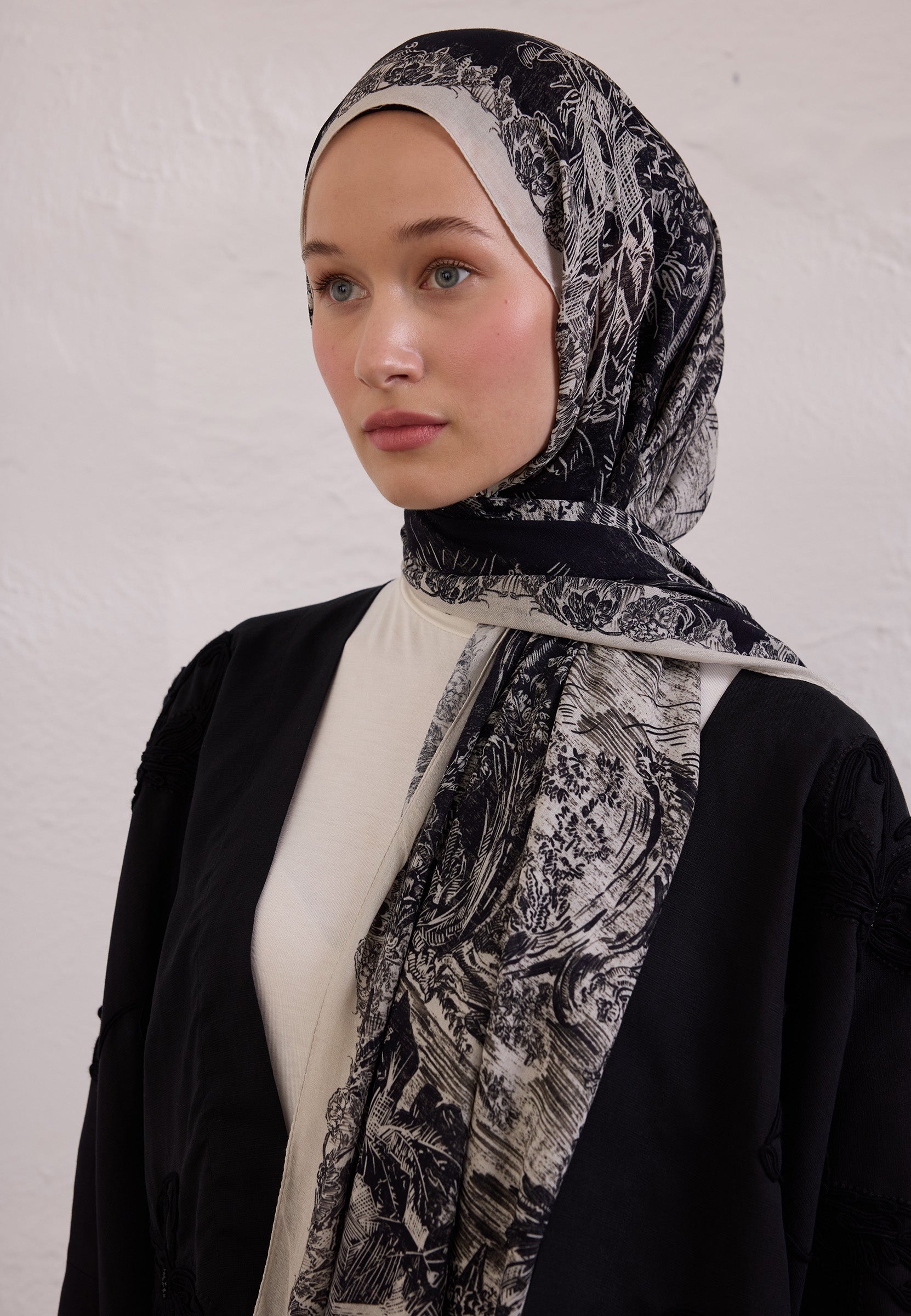 Siyah Secret Elegance Desen Rami Şal
