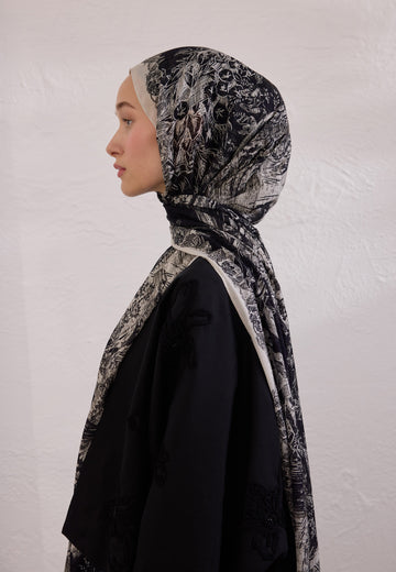 Siyah Secret Elegance Desen Rami Şal